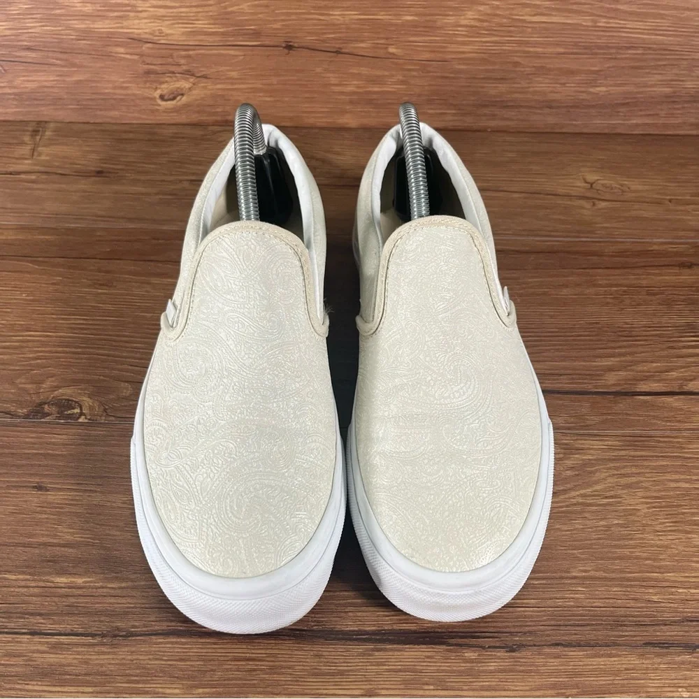 VANS Paisley Tan Leather Slip-On Shoes Sneakers Women’s Size 8.5 - Picture 7 of 11